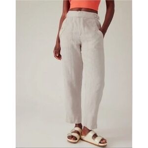 Athleta Voyager Linen Pant in Oatmeal Sz 6 Beach Coastal Vacay